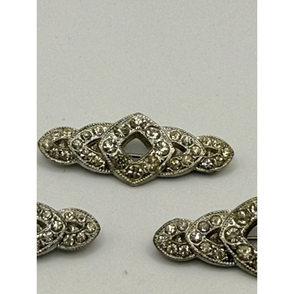 Vintage Bar‎ Brooch Lot of Four Goody Pat Pending Clear Rhinestone READ